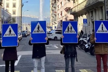 geneve zwitserland verkeersbord zebrapad