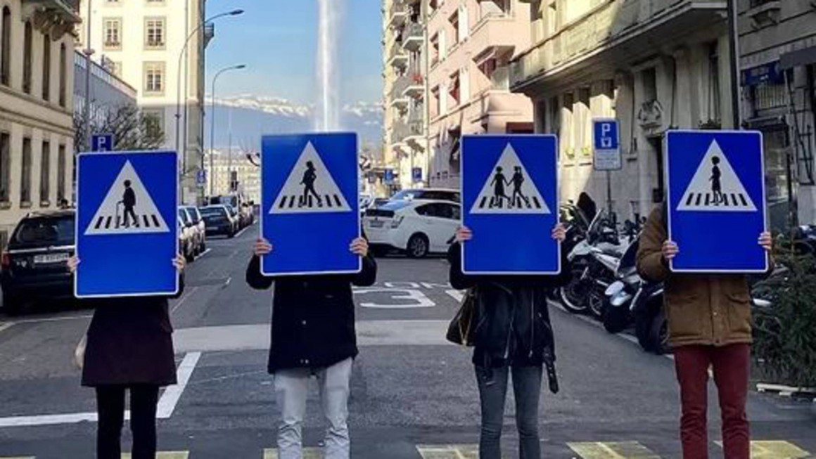geneve zwitserland verkeersbord zebrapad